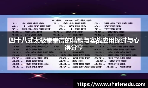 四十八式太极拳拳谱的精髓与实战应用探讨与心得分享